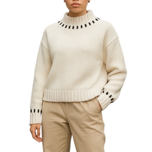 Zara Turtle Neck Knit Sweater Ivory - Picture 1 of 9